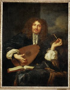 Homme jouant du luth (peinture sur toile) - Laurent Fauchier