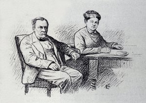 Portrait de Louis Pasteur (1822-1895), chimiste et physicien français dictant un rapport à sa femme Marie Laurent. Esquisse de Lucien Laurent-Gsell (1860-1944) - Laurent Lucien Gsell