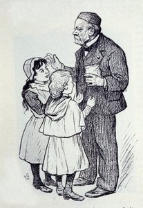 Portrait de Louis Pasteur (1822-1895), chimiste et physicien français donnant des bonbons aux enfants de l
