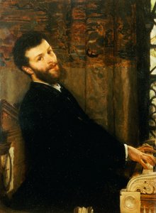 Portrait du chanteur George Henschel jouant du piano d