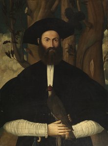 Homme barbu avec un faucon