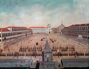 Parade militaire sur la place Royale de Rio de Janeiro au Brésil Aquarelle de Leandro Joaquim (1738-1798) XVIIIe siècle Rio de Janeiro, Musée historique national