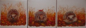Hérissons en automne, 2024 (huile sur toile) - Lee Campbell