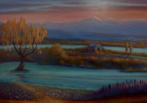 Deux lacs, 2024 (huile sur toile) - Lee Campbell