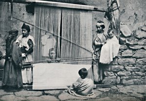 Tisserands kabyles et métier à tisser traditionnel, Algérie du Nord, 1912