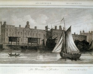 Douanes de Londres sur la Tamise, Angleterre (gravure) - Lemaitre