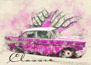La voiture de rêve rose classique