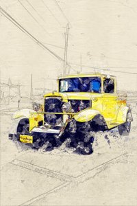 Pick-up jaune classique