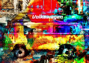 Un bus urbain haut en couleur - Lembayung senja studio [Vintage Poster]