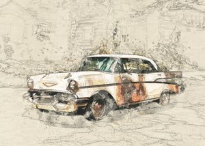 Voiture de collection patinée - Lembayung senja studio [Vintage Poster]