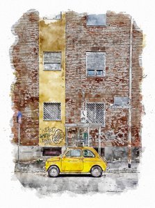 Voiture de ville classique jaune