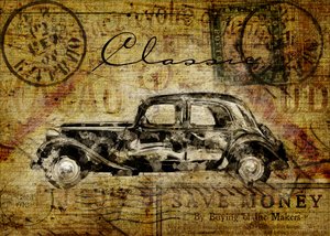 carte postal antique car