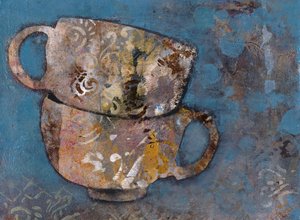 Tasses à thé rustiques empilées
