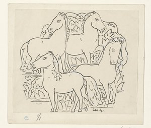 Quatre chevaux - Leo Gestel (signed by artist)