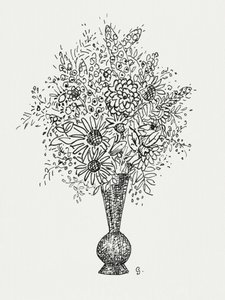 Vase à fleurs (vers 1891–1941) – Dessin en haute résolution de Leo Gestel.