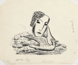 Tête de femme avec oiseau (esquisse)