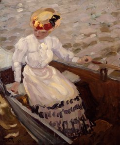 Une élégante dame dans une barque