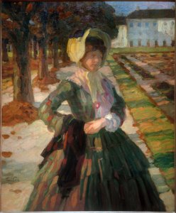 Jeune femme en robe verte - Leo Putz