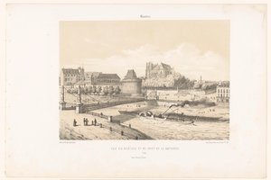 Vue du château et du Pont de la Rotonde sur la Loire à Nantes