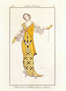 Dioné, dessin par Bakst réalisé par Jeanne Paquin. Costumes Parisiens no.73 - Leon Bakst
