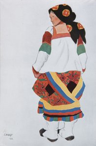Femme paysanne. Costume pour le vaudeville Vieux Moscou au Théâtre Femina à Paris, 1922
