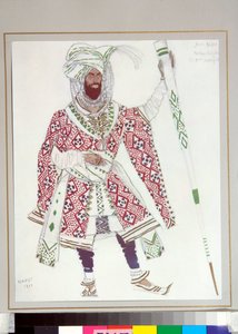 Ballet russe - costume dessiné pour le ballet "Le dieu bleu" dirigé par C Michel Fokine