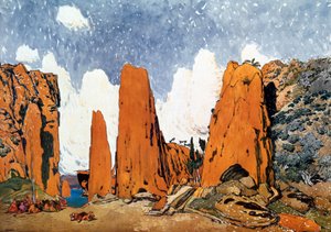 Décor de scène pour une production des Ballets Russes de Daphnis et Chloé de Ravel, 1912
