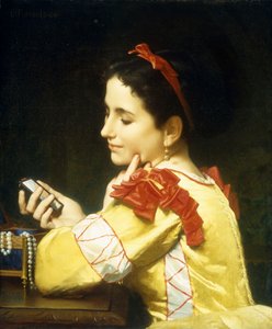 Dame se regardant dans un miroir à main, 1868