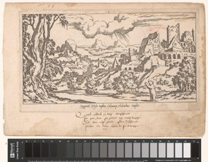 Callisto en ours implorant Jupiter dans un paysage avec des ruines - Leon Davent