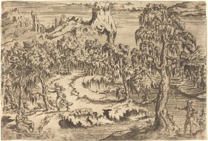 Paysage avec une Femme Fuyant à la Vue d