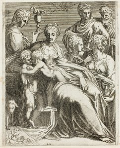 La Sainte Famille avec des Saints