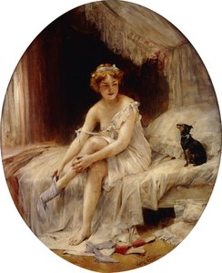 Petite femme mettant ses bas - Leon Francois Comerre