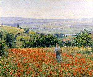 Femme dans un champ de coquelicots