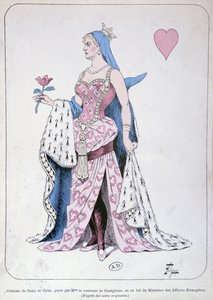 La Castiglione habillée en reine de cœur pour un bal au ministère des Affaires étrangères à Paris - Leon Lebegue