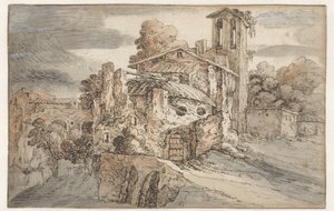 Église et ruines antiques en Italie - Leonaert Bramer (attributed to)