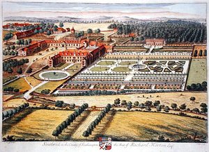 Southwick dans le comté de Southampton gravé par Johannes Kip - Leonard (after) Knyff