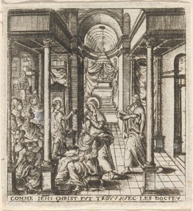 Marie et Joseph trouvent le jeune Jésus dans le temple avec les docteurs