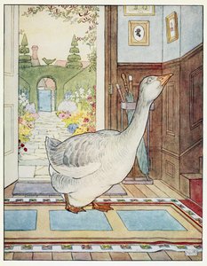 Goosey, Goosey Gander, Where Shall I Wander?, de A Nursery Rhyme Picture Book, pub. 1914 (lithographie en couleur) - Leonard Leslie Brooke