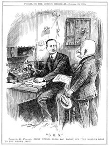 M. Punch remerciant Marconi pour la télégraphie sans fil qui sauvait des vies en mer, 1913