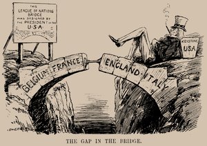 Le trou dans le pont. Caricature sur l