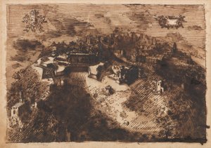 Une ville fortifiée (recto); Un dessin géométrique (verso)