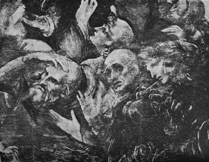 Adoration des Mages - Têtes du groupe derrière le roi agenouillé à droite, vers 1481