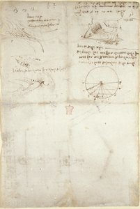 Arundel 263, f.126v Trois notes et croquis sur l