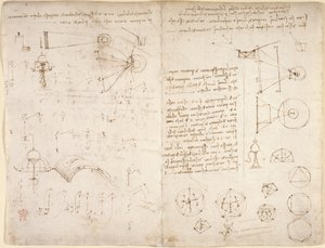 Arundel 263, f.221v, f.220 Notes, diagrammes et croquis du 