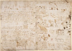 Arundel 263, f.223v Notes et diagrammes du 
