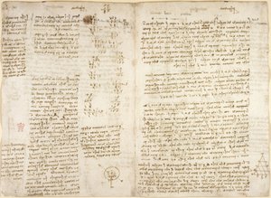Arundel 263, f.279v f.280, Notes, calculs mathématiques et diagramme intitulé 