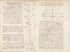 Arundel 263, f.6v, f.9 Notes et diagrammes sur la mécanique, intitulé 