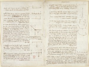 Arundel 263, f.8v, f.7 Notes et diagrammes sur la mécanique - Leonardo da Vinci