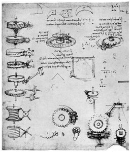 Détail des roues dentées, fin 15ème ou début 16ème siècle, 1954 - Leonardo da Vinci