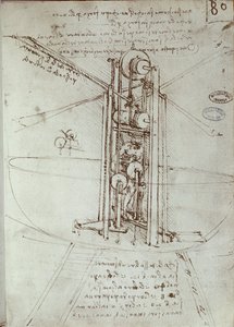Machine de propulsion volante. Manuscrit de Léonard de Vinci
